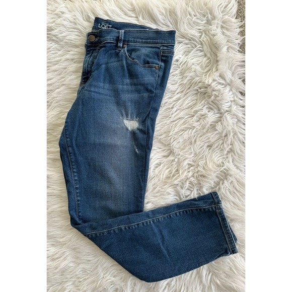 Loft Denim Jeans Size 14 Modern Skinny Distressed Stretch Ann Taylor - Picture 12 of 12